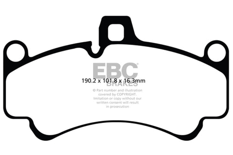 EBC 01-03 Porsche 911 (996) (Cast Iron Rotor only) 3.6 Twin Turbo GT2 Yellowstuff Front Brake Pads - DP41516R