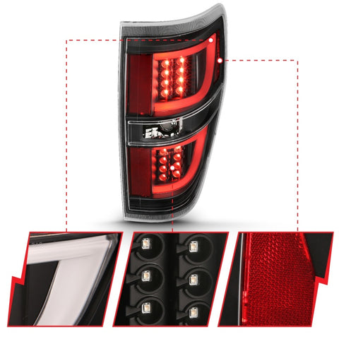 ANZO 2009-2013 Ford F-150 LED Taillights Black - 311257