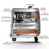 ANZO 16-18 Chevrolet Silverado 1500 LED Projector Headlights w/Plank Style Switchback Chrome w/Amber - 111421
