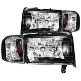 ANZO 1994-2001 Dodge Ram Crystal Headlights Black - 111067