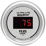 Autometer Ultra-Lite Digital 2-1/16in 0-280 OHM Silver Dial w/ Red LED Programmable Fuel Level Gage - 6510