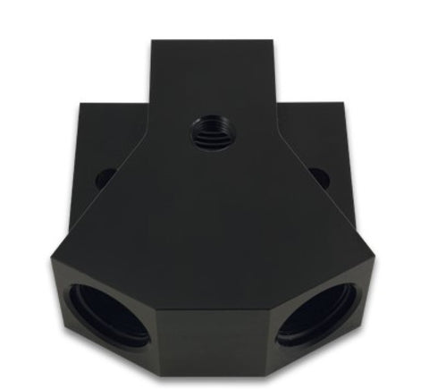 Vibrant Billet Aluminum Y-Block Fitting with 1/8in NPT Port -8AN x Dual -8AN ORB - 10893