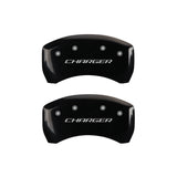 MGP 4 Caliper Covers Engraved Front & Rear Block/Charger Black finish silver ch - 12181SCHBBK