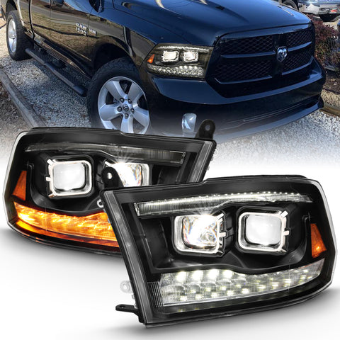 ANZO 2009-2018 Dodge Ram 1500 Led Projector Plank Style Switchback H.L Halo Black Amber (OE Style) - 111464