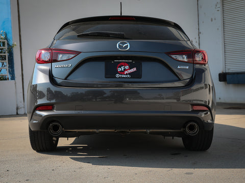 aFe Takeda 2-1/2in 304 SS Axle-Back Exhaust w/ Carbon Fiber Tips 14-18 Mazda 3 L4 2.0L/2.5L - 49-37014-C