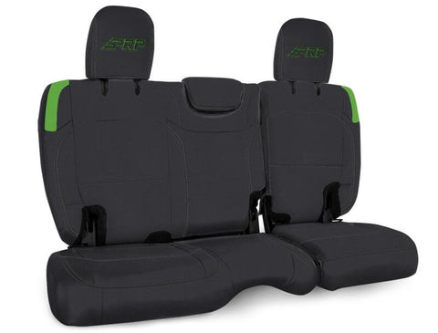 PRP Jeep Wrangler JL Rear Bench Covers - 2 door - Black/Green - B041-06