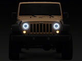 Raxiom 07-08 Jeep Wrangler JK Hi Output LED Headlights/Angel Eye DRL- Black Housing- Clear Lens - J211420