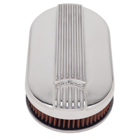 Edelbrock Air Cleaner Classic Series Oval Aluminum Top Cloth Element 17 5In X 9 35In X 3 9In - 4115