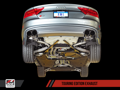AWE Tuning Audi C7 / C7.5 S7 4.0T Touring Edition Exhaust - Polished Silver Tips - 3015-42012