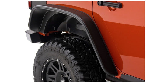 Bushwacker 07-18 Jeep Wrangler Unlimited Flat Style Flares 4pc 4-Door Sport Utility Only - Black - 10918-07