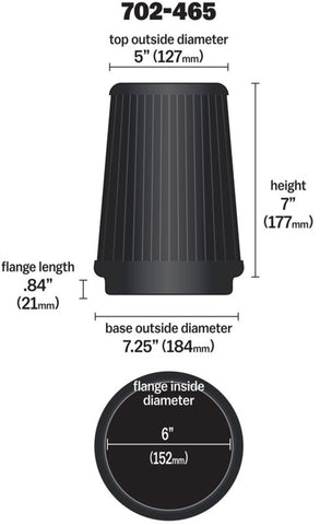 Airaid Universal Air Filter - Cone 6 x 7-1/4 x 5 x 7 - 702-465
