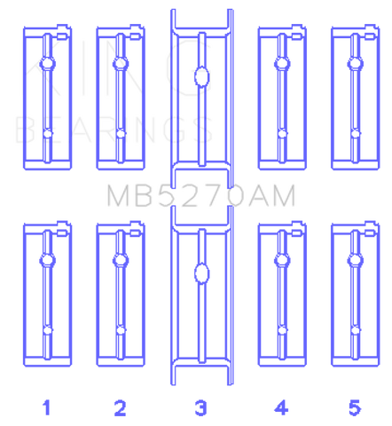 King Chrysler 148/148 Turbo DOHC 16V / Jeep 148 DOHC 16V (Size +0.5mm) Main Bearing Set - MB5270AM0.5