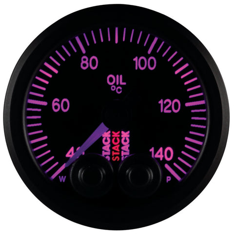 Autometer Stack 52mm 40-140 Deg C 1/8in NPTF Male Pro-Control Oil Temp Gauge - Black - ST3509