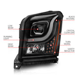 ANZO 15-17 GMC Yukon/Yukon XL Projector Headlights Black Housing/Clear Lens (w/ Light Bars) - 111535
