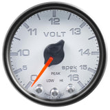 Autometer Spek-Pro Gauge Voltmeter 2 1/16in 16V Stepper Motor W/Peak & Warn Wht/Blk - P34412
