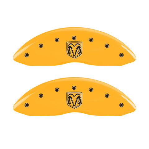 MGP 4 Caliper Covers Engraved Front Ram Rear Ramhead Yellow Finish Black Char 2007 Dodge Durango - 12043SRMHYL