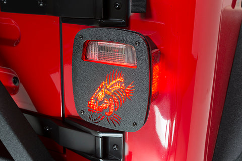 Fishbone Offroad Jeep Wrangler CJ YJ TJ Tail Light Covers - Black Textured Powdercoat - FB31044