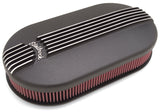 Edelbrock Air Cleaner Classic Series Oval Aluminum 17 5In X 9 35In X 4 45In Dual Carburetor Black - 41193