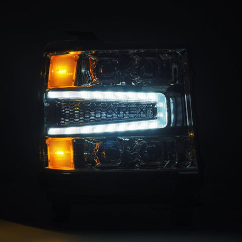AlphaRex 16-18 Chevy 1500HD NOVA-Series LED Proj Headlights Chrm w/Actv Lgt/SeqSig & DRL(Req 810023) - 880238