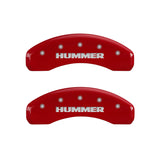 MGP 4 Caliper Covers Engraved Front & Rear Hummer Red finish silver ch - 52003SHUMRD