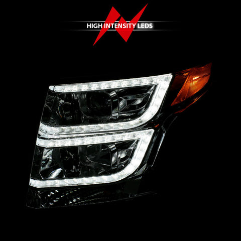 ANZO 2015-2020 Chevy Tahoe Projector Headlights Plank Style Chrome w/DRL - 111493