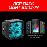 XK Glow XKchrome 20w LED Cube Light w/ RGB Accent Light - Flood Beam - XK065001-FL