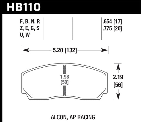 Hawk AP CP5200 Caliper HPS Street Brake Pads - HB110F.654
