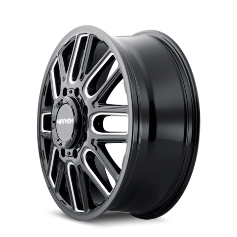Mayhem 8107D Cogent Dually 22x8.25/8x165.1 BP/115mm Offset/121.3mm Hub Black w/ Milled Spokes Wheel - 8107D-22881BMF115