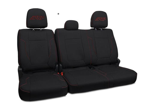PRP 12-14 Ford Raptor Rear Bench Seat Covers - Black w/ Red Stitch - B070-01