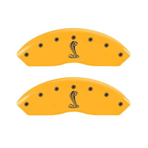 MGP 4 Caliper Covers Engraved Front & Rear Tiffany Snake Yellow Finish Black Char 2005 Ford Mustang - 10197SSNKYL