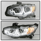 Spyder 16-18 Honda Civic 4Dr w/LED Seq Turn Sig Lights Proj Headlight - Chrome - PRO-YD-HC16-SEQ-C - 5086082