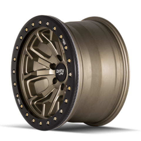 Dirty Life 9303 DT-1 20x9 / 8x165.1 BP / 0mm Offset / 130.8mm Hub Satin Gold Wheel - Beadlock - 9303-2981MGD