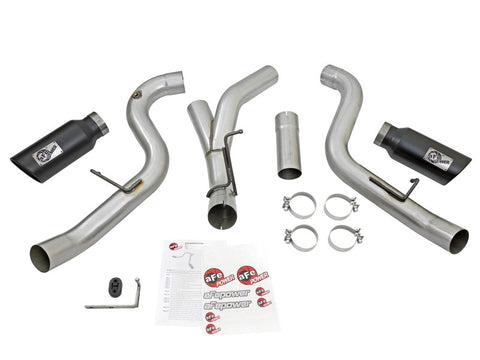 aFe Atlas Exhaust 4in Dual DPF-Back Al Steel w/ Black Tips 16-17 GM Diesel Truck V8-6.6L (td) LML - 49-04080-B