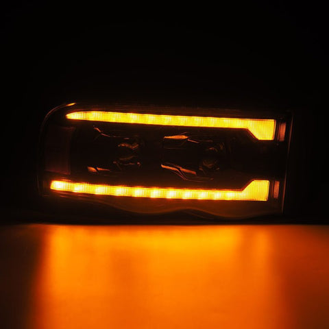 AlphaRex 02-05 Dodge Ram 1500 PRO-Series Projector Headlights Plank Style Alpha Black w/Seq Signal - 880572