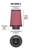 K&N Filter Universal X Stream Clamp-On 4in Top OD x 6in Base OD x 8.688in H x 3in Flange ID - RX-3990-1