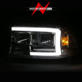 ANZO 97-04 Dodge Dakota/Durango Crystal headlight Set w/ Light Bar Chrome Housing - 111592
