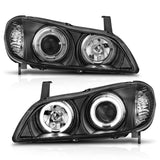 ANZO 2000-2004 Infiniti I30 Projector Headlights w/ Halo Black - 121077
