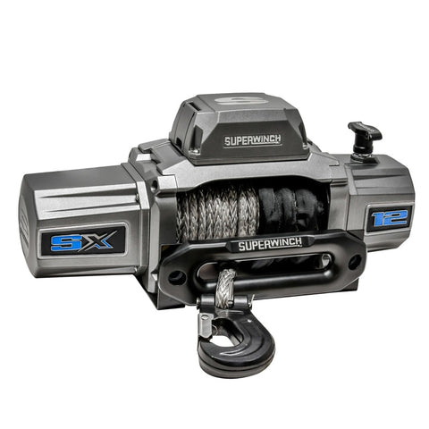 Superwinch 12000 LBS 12V DC 3/8in x 80ft Synthetic Rope SX 12000SR Winch - Graphite - 1712201