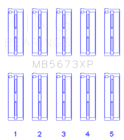 King Engine Bearings Honda F20C/F22C 16v Performance Main Bearing Set - Size STD - MB5673XP