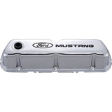 Ford Racing Ford Mustang Logo Stamped Steel Chrome Valve Covers - 302-100