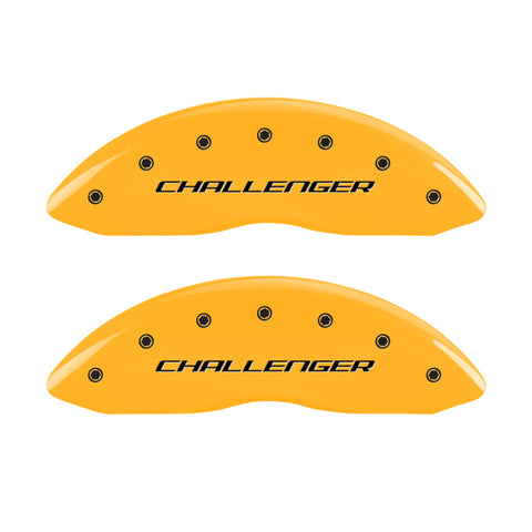 MGP 4 Caliper Covers Engraved Front & Rear Block/Challenger Yellow finish black ch - 12162SCLBYL
