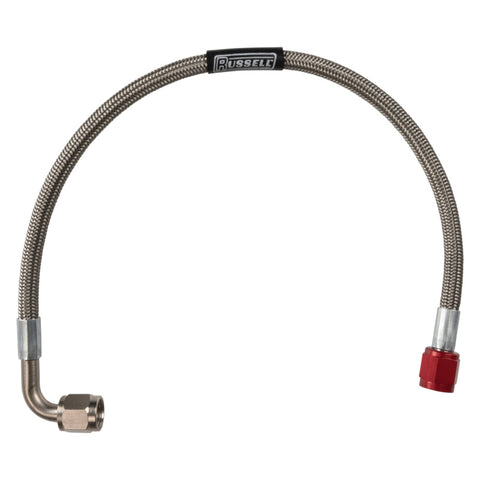 Russell Performance -4 AN 15in 90 Degree to Straight Pre-Made Nitrous and Fuel Line - 658240
