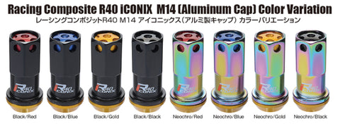 Project Kics 16+4 Black Lock & Lug Nuts R40 Iconix - 14X1.25 (Black Cap) - WRIA15KK