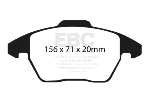 EBC 06-13 Audi A3 2.0 Turbo (Girling rear caliper) Yellowstuff Front Brake Pads - DP41517R