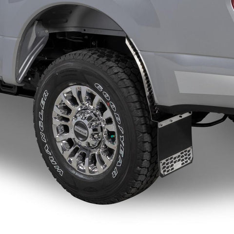 Putco 17-20 Ford SuperDuty - Set of 2 (Excl Dually Rear) Mud Skins - Polished SS w/ Hex Shield - 78030
