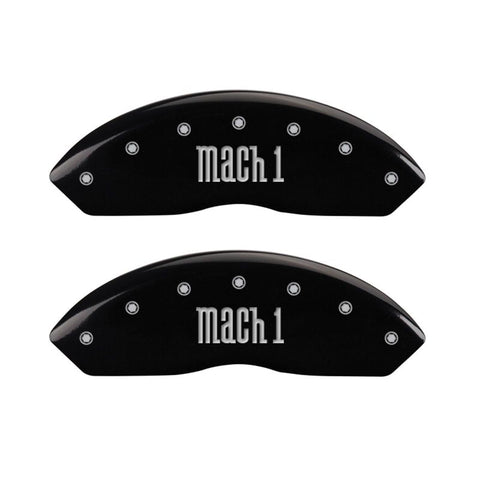 MGP 4 Caliper Covers Engraved Front & Rear Mach 1 Black finish silver ch - 10017SMCHBK