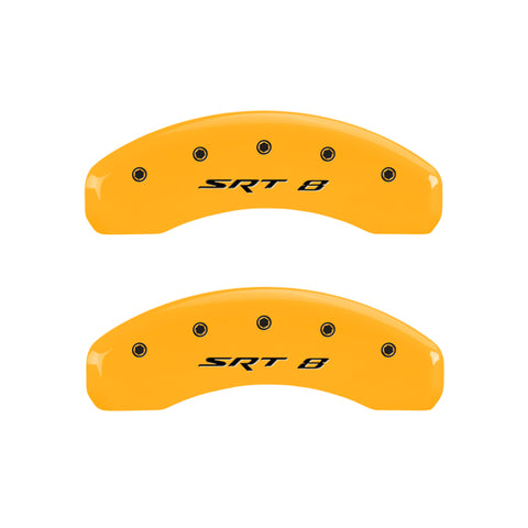 MGP 4 Caliper Covers Engraved Front & Rear SRT8 Yellow finish black ch - 12088SSR8YL