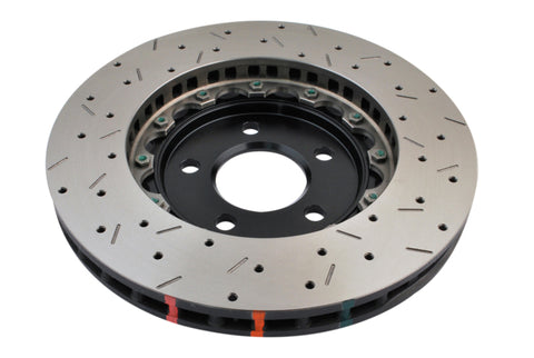 DBA 05-10 Ford Mustang GT / 11-13 V6 Front Drilled & Slotted 5000 Series 2 Piece Rotor w/ Black Hat - 52113BLKXS