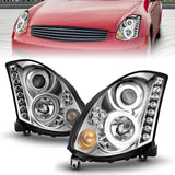 ANZO 2003-2007 Infiniti G35 Projector Headlights w/ Halo Chrome (CCFL) (HID Compatible) - 121364