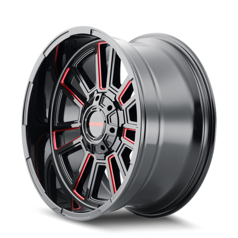 Mayhem 8115 Apollo 20x9 / 8x165.1 BP / 18mm Offset / 125.2mm Hub Black w/ Prism Red Wheel - 8115-2981BTR18